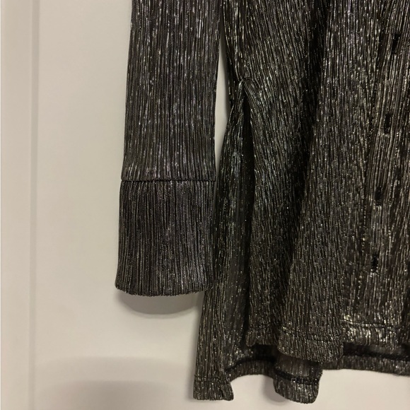 Metallic Sheer Button-Up Shirt - Picture 3 of 3